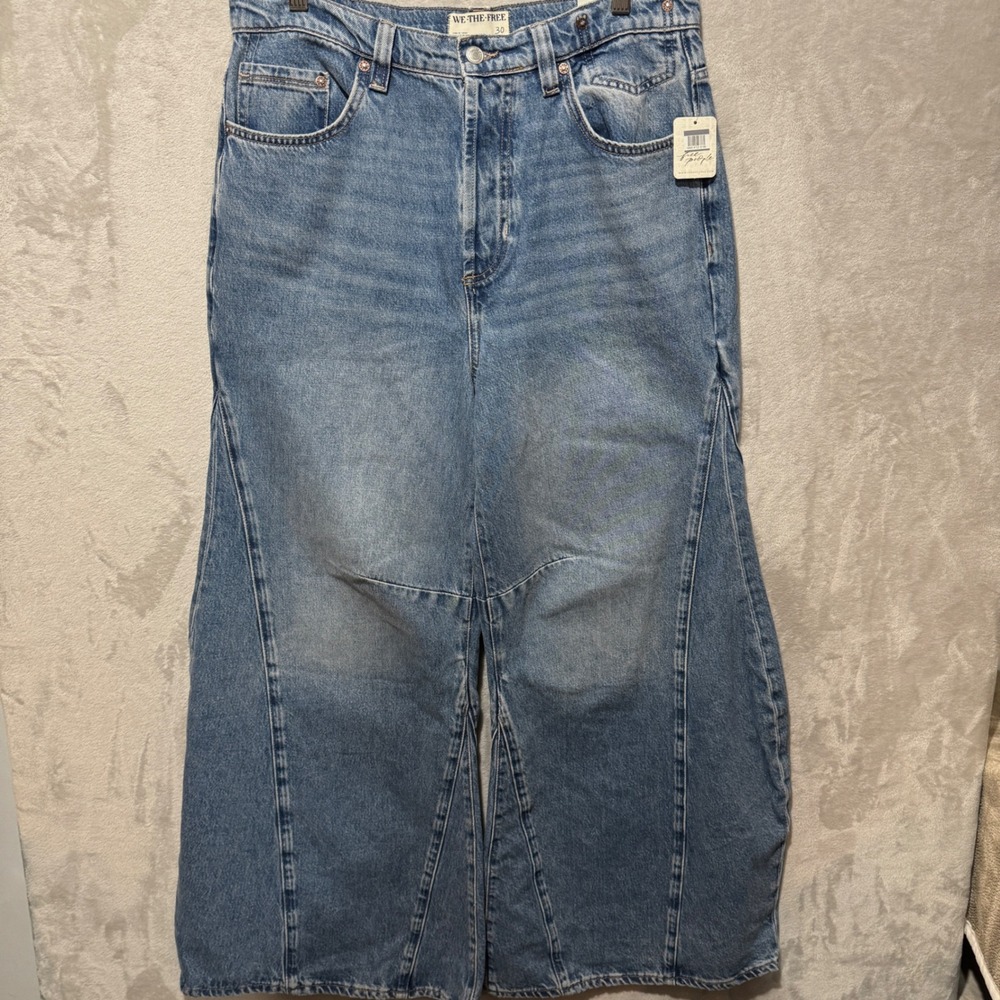 We The Free Free People Eden Slouchy Wide Leg Jeans Blue Size 30 NWT